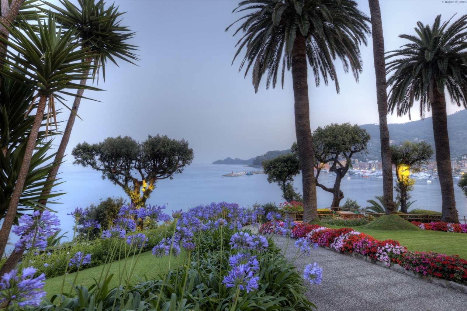 Ligurien Hotel Continental Santa Margherita Ligure Park Garten Blumen Riviera Meer Küste Panorama