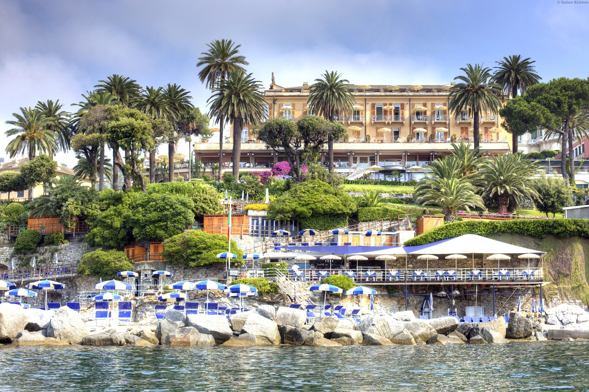 Ligurien Hotel Continental Santa Margherita Ligure Park Garten Blumen Riviera Meer Küste Strand