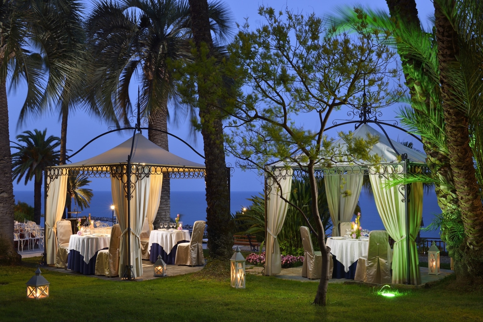 Ligurien Sanremo Hotel Royal Meer Riviera Blick Panorama Gazebo Park Restaurant