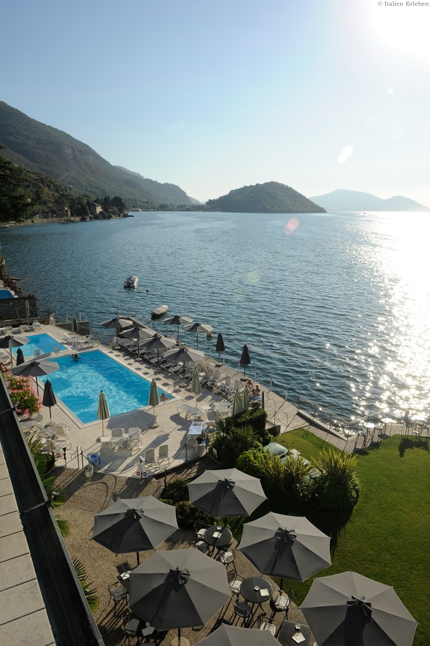 Lombardei Iseo Iseosee Hotel Rivalago Sulzano See direkt Terrasse Seeblick Pool Panorama