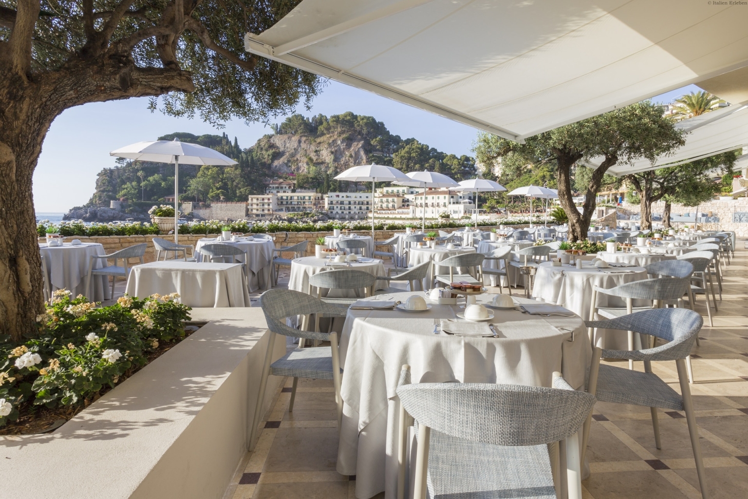 Sizilien Hotel Mazzaro Sea Palace Taormina Mare Bucht Meer Strand Ost Insel Pool Terrasse Restaurant