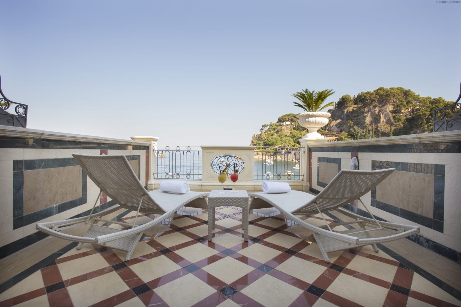 Sizilien Hotel Mazzaro Sea Palace Taormina Mare Bucht Meer Strand Ost Insel Pool Terrasse