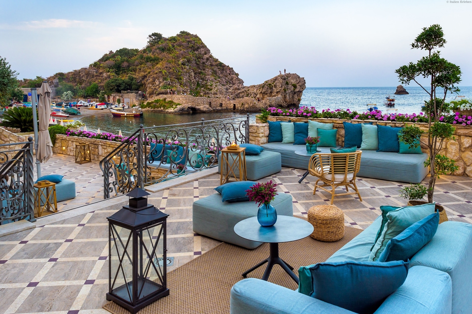 Sizilien Hotel Mazzaro Sea Palace Taormina Mare Bucht Meer Strand Ost Insel Pool Terrasse Bar Lounge