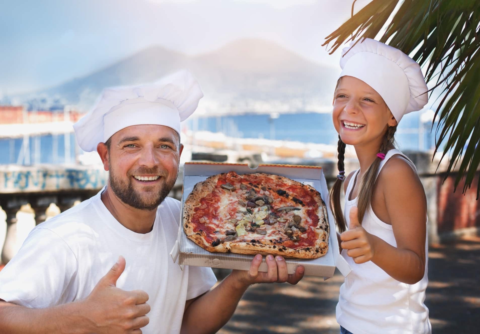 Impressionen Kinder Familie Familienzeit Urlaubszeit gemeinsam Pizza Koch Neapel
