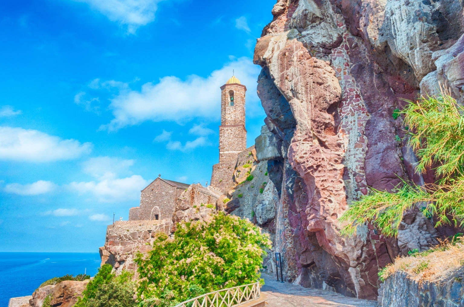 Sardinien Natur Genuss bunt Schönheit Landschaft Castelsardo Weg Küste Turm