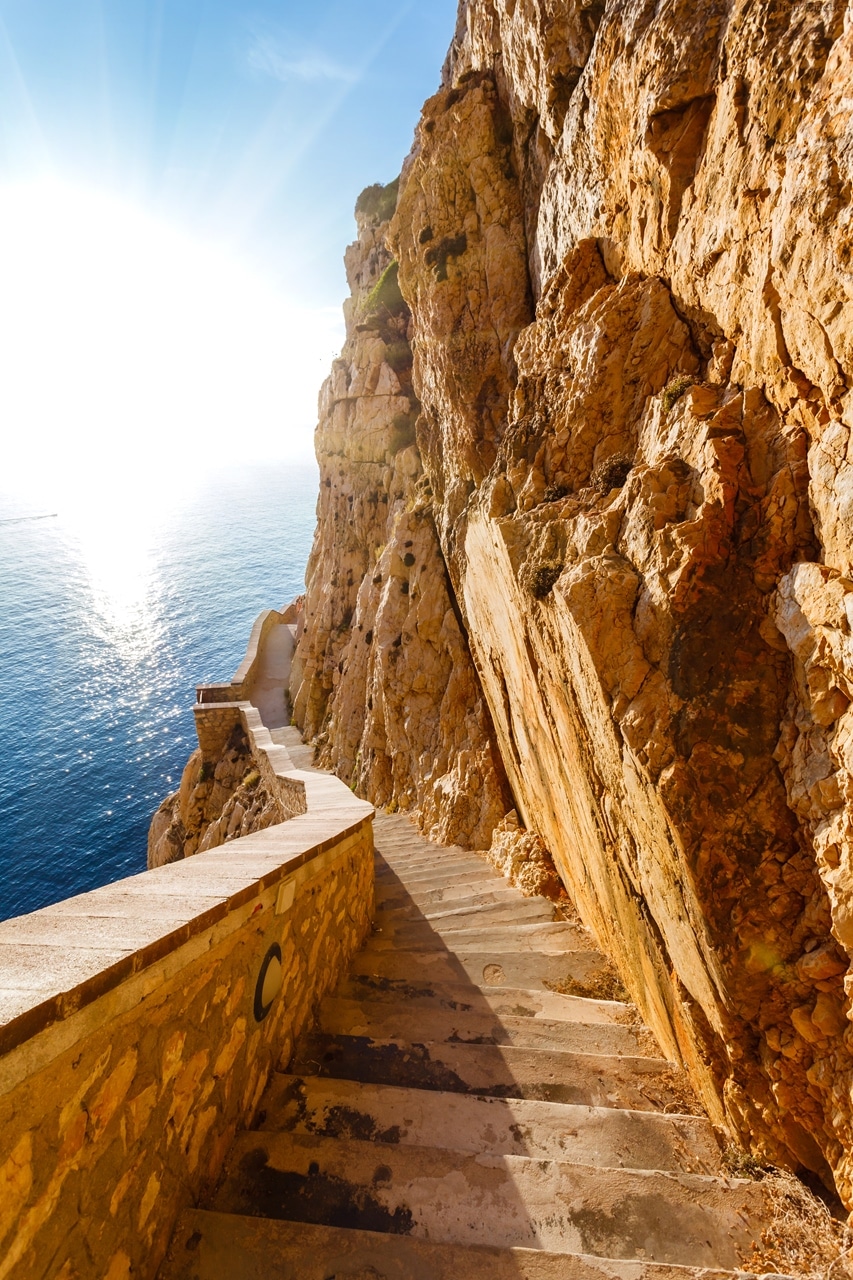 Sardinien Natur Genuss bunt Schönheit Landschaft Stiege Grotta del Nettuno Küste Abgang spektakulär