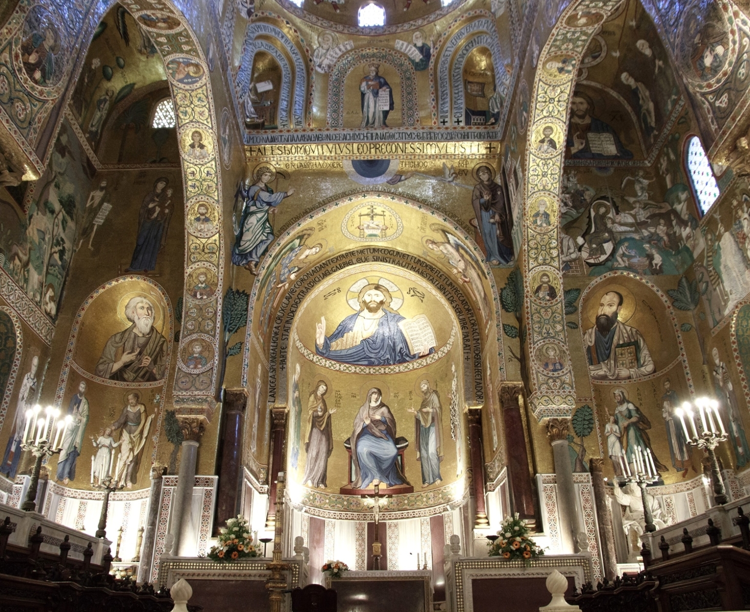 Italien Sizilien Monreale Dom Kirche Mosaik Christus Darstellung