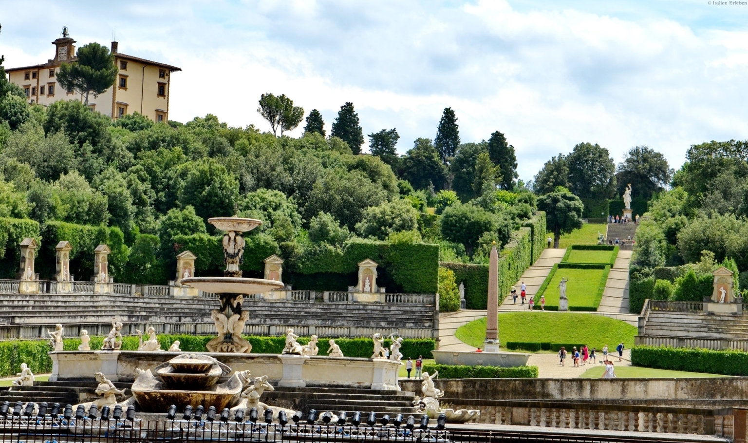 Toskana Florenz Garten Giardini Boboli Brunnen Palast