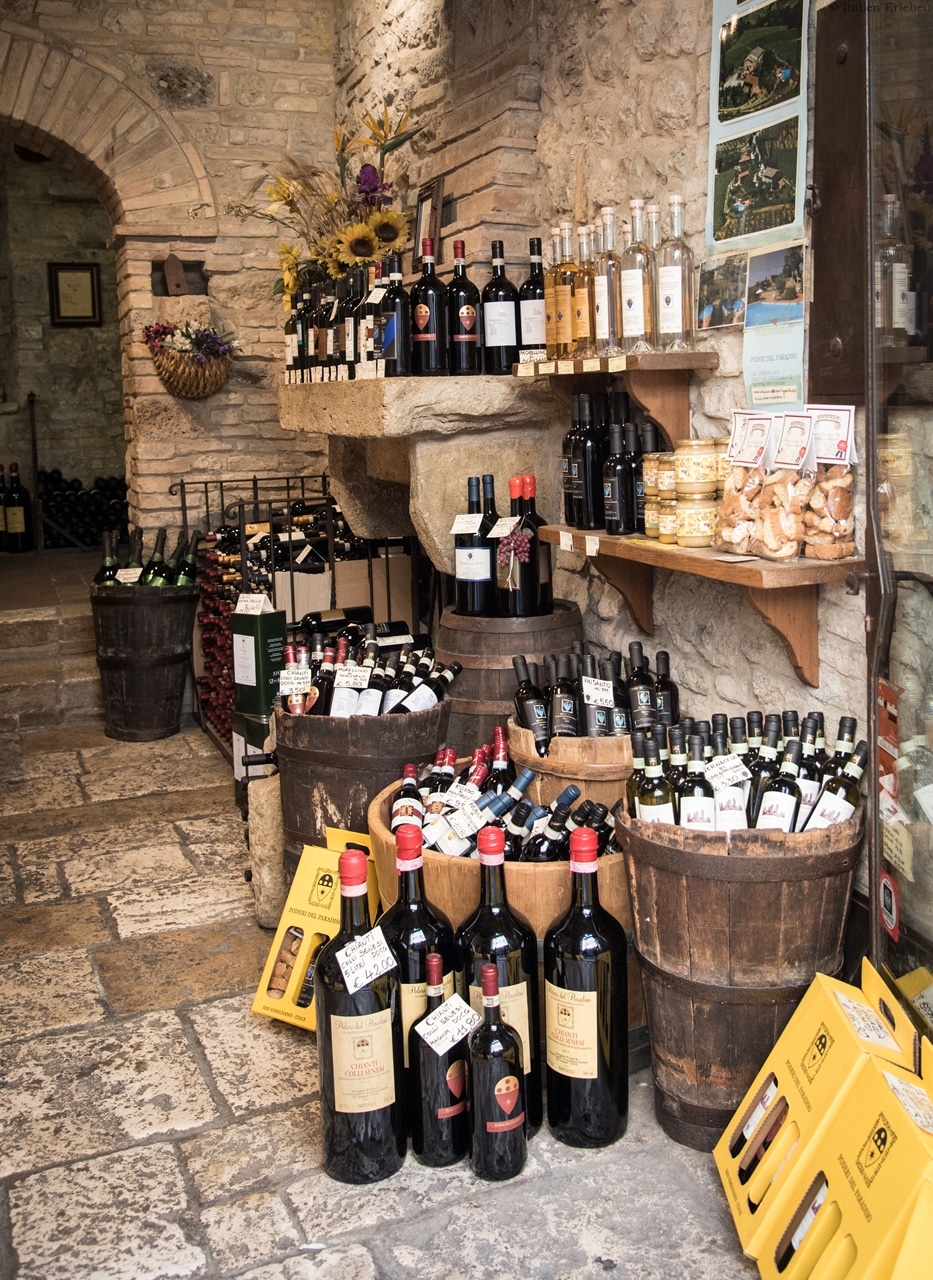 Umbrien grünes Herz Italiens Kultur Wein Flaschen Geschäft