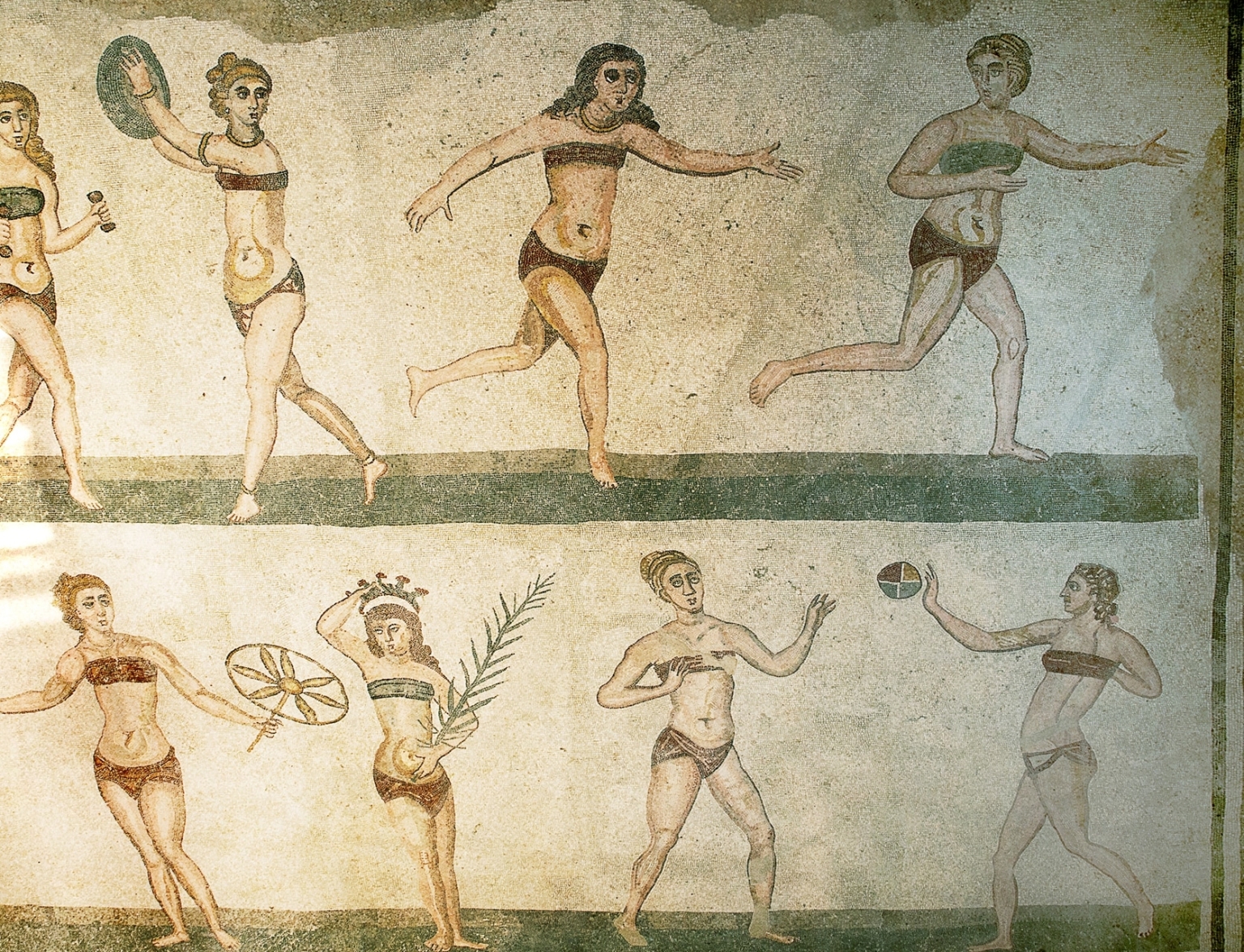 Italien Unesco Weltkulturerbe Sizilien Villa Piazza Armerina Mosaik Bikini Frauen